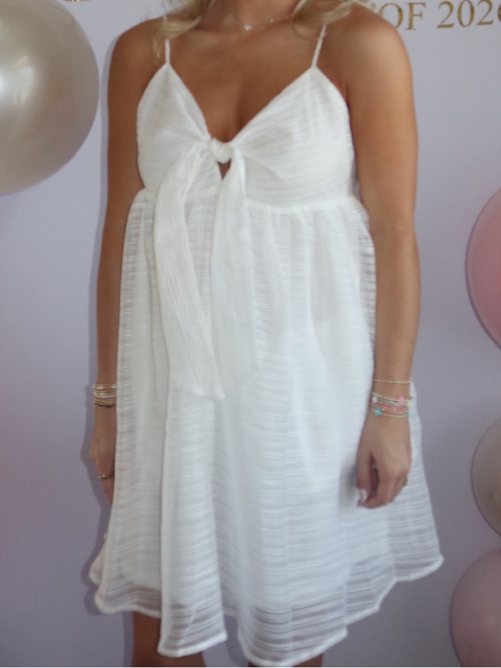Not LoveShackFancy White Tie-Front Mini Dress